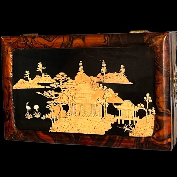 Jewelry Box East Asian Cork Art Ruanmu Hua Design - Picture 4 of 10
